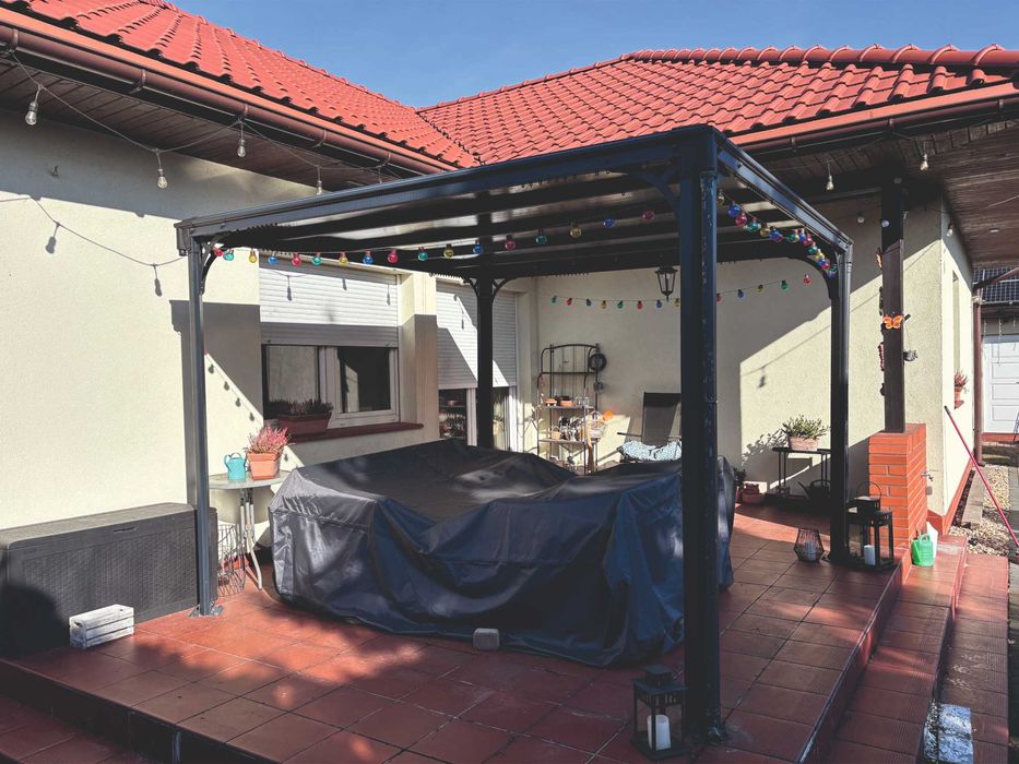 Zadaszenie  3x3m taras aluminiowe+poliwęglan + zasłona