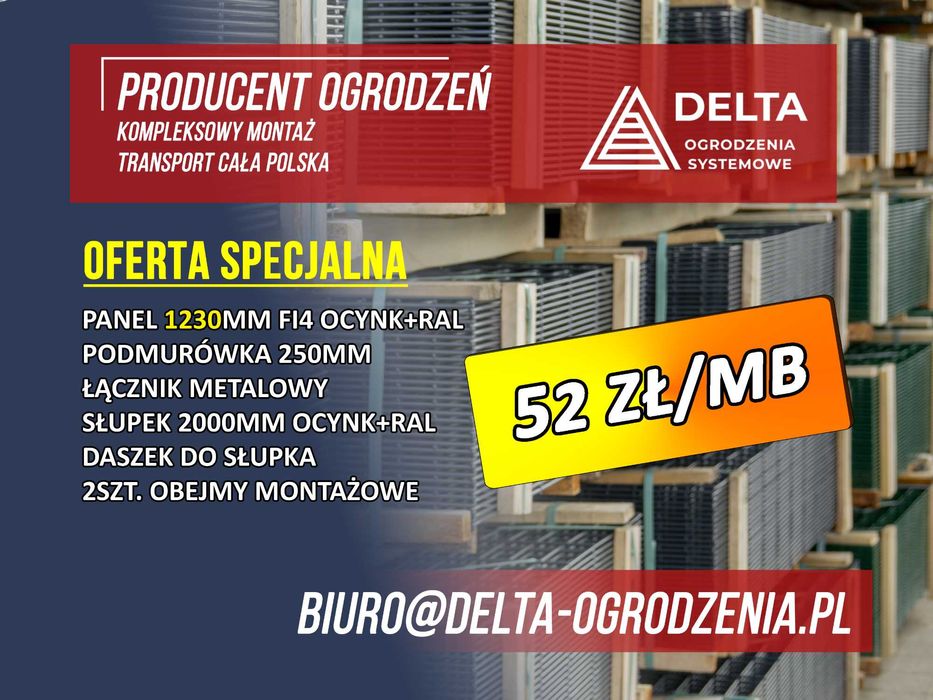 Ogrodzenia panelowe + podmurówka 52zł/mb - KOMPLETNE