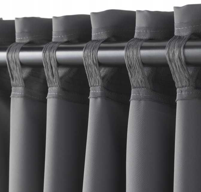 Zasłony zaciemniające IKEA Majgull szare szary na taśmie 145x250 cm