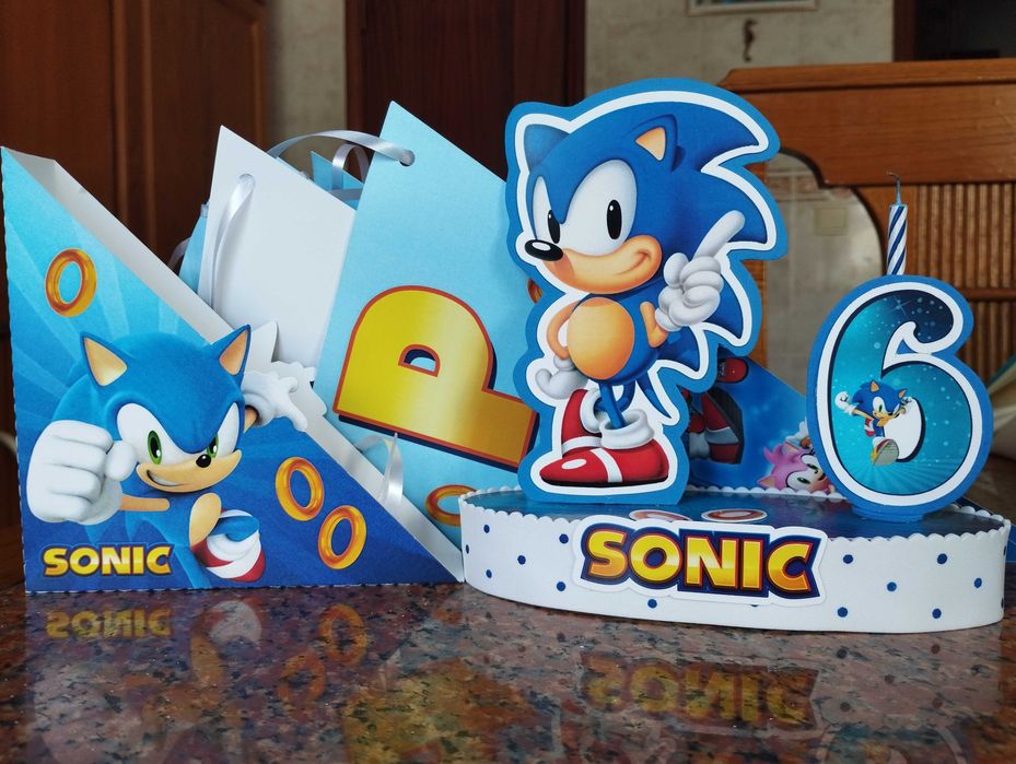 Conjunto decoração festa aniversário Tema Sonic