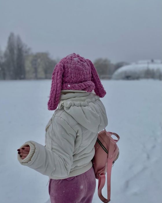 В'язана тепла шапка-балаклава з вушками