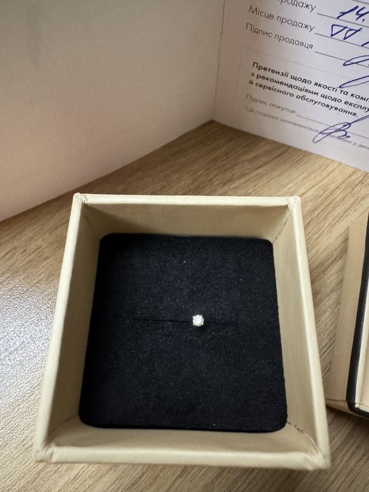 Моно сережка пусет гвоздик золото діамант бриллиант sova