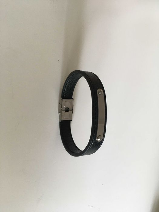 prosta bransoletka Lancerto, czarna, skóra naturalna