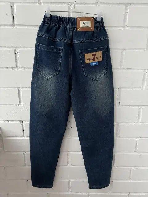 Дитячі утеплені широкі джинси багі на флісі утеплённые джинсы флис