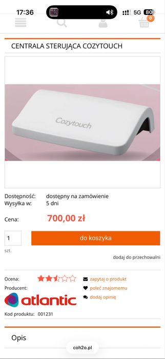 Centralka wifi cozytouch atlantic