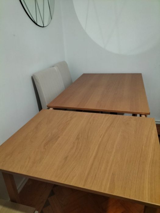 Mesa extensivel 4 cadeiras ikea com forra branca pes castanhos