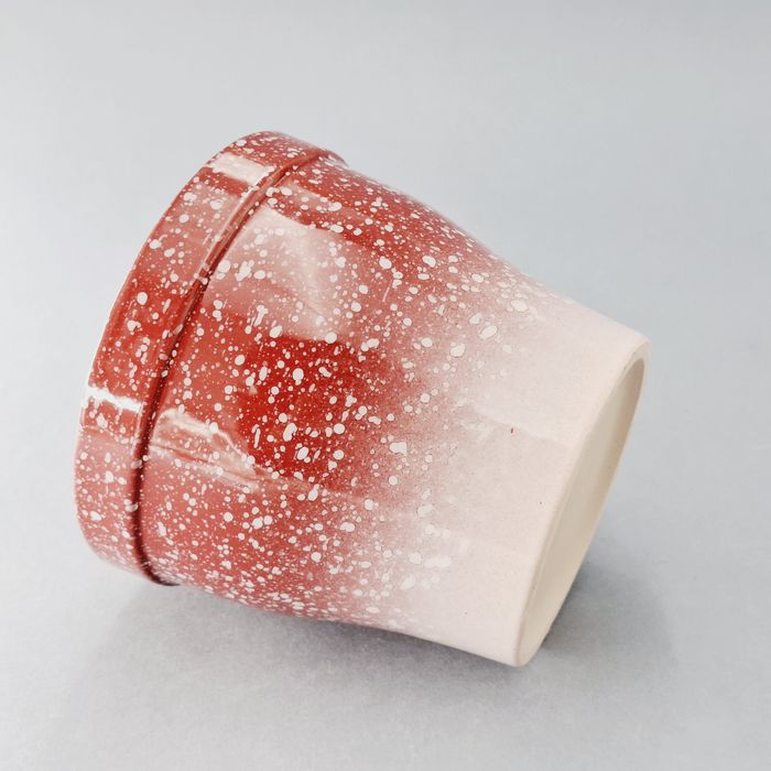 lata 70/80-te ceramiczna nakrapaina donica osłona pojemnik doniczka