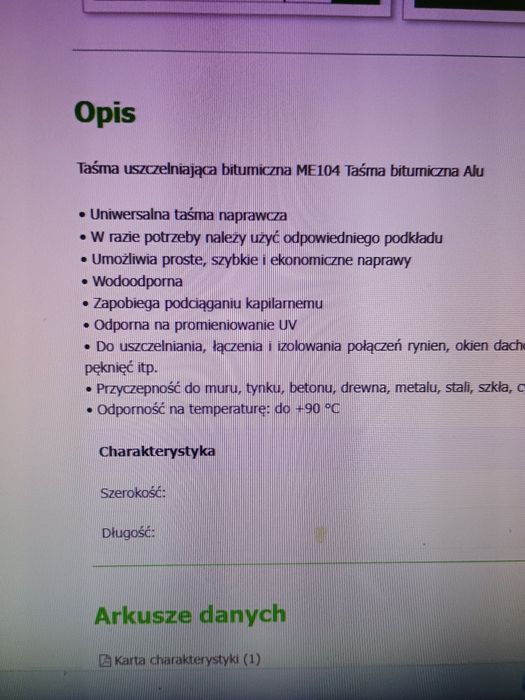 Uszczelniająca taśma bitumiczna me 104