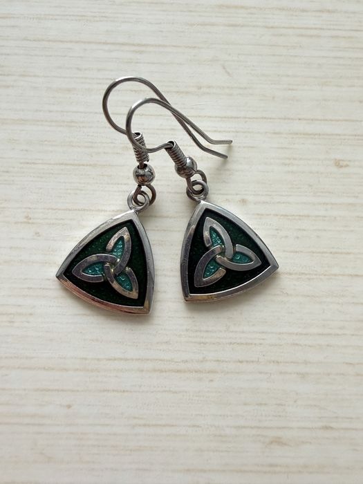Сережки Celtic Sea Gems Enamel Celtic Trinity Knot blue/turquoise емальовані синьо-зелені