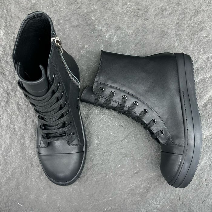Rick Owens Ramones High Black Leather/size 41,42,43,44/Преміум якість!