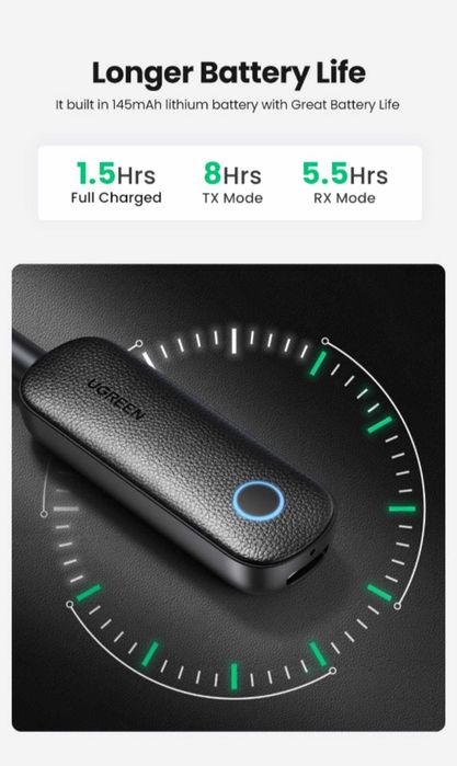 Бездротовий Bluetooth-адаптер Ugreen CM403  2 в 1