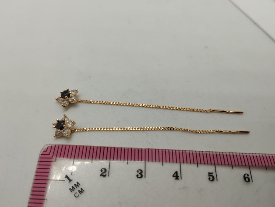 Золотые сережечки протяжки 1.11 грамма