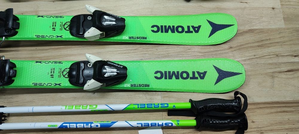 KOMPLET Narty Atomic 80 cm Buty 28 Kask Gogle Kijki