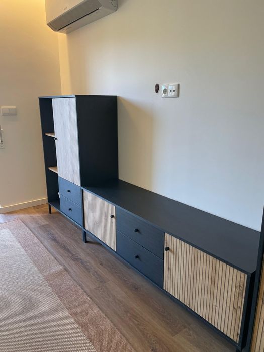 Pack sala de estar Carvalho e Preto mate 
Elemento bar: L80 x P40 x A