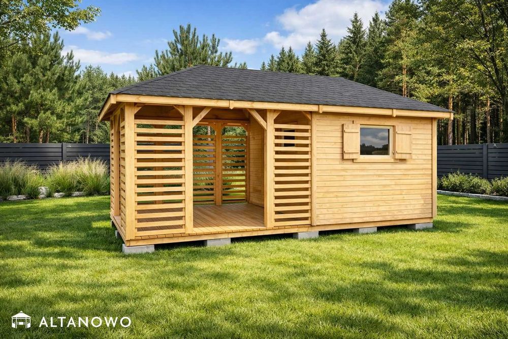 Drewniany domek ogrodowy z altaną letniskowy 3x6 bez pozwolenia | rod