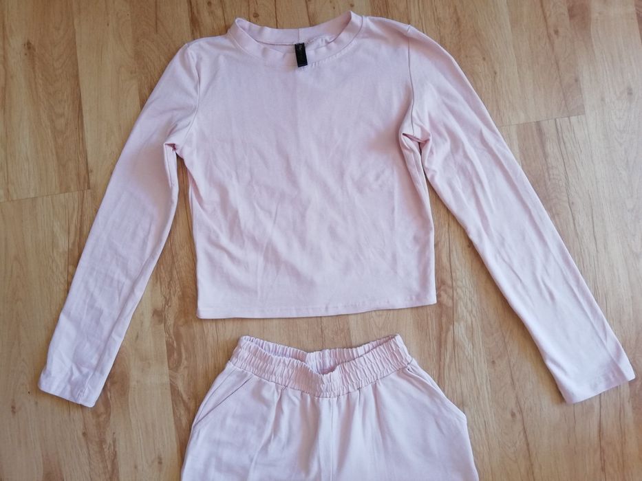 Komplet dresowy dres Flawless  S 36 jasno różowy spodnie bawełniany