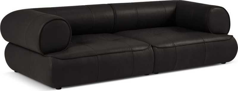 Sofa skórzana modułowa 3-os Lily Black 234x105x74cm Maison Heritage