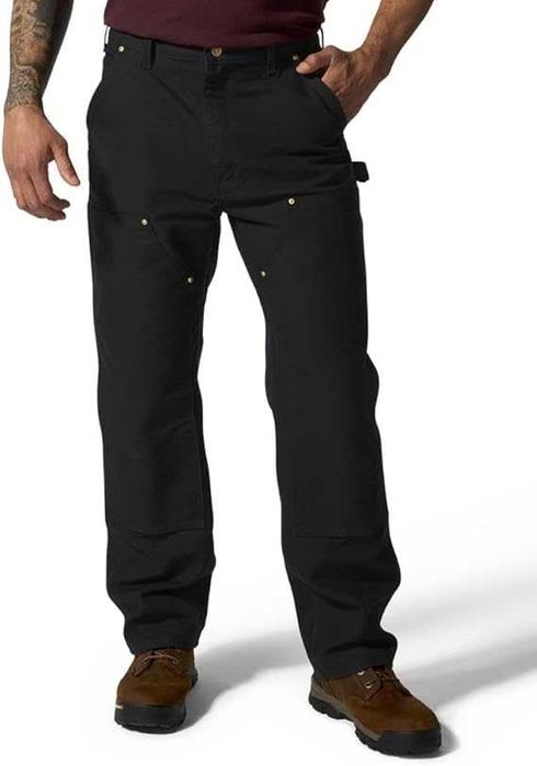 CARHARTT Męskie Spodnie Robocze Duck Double Front B01-M Black 40W/32L
