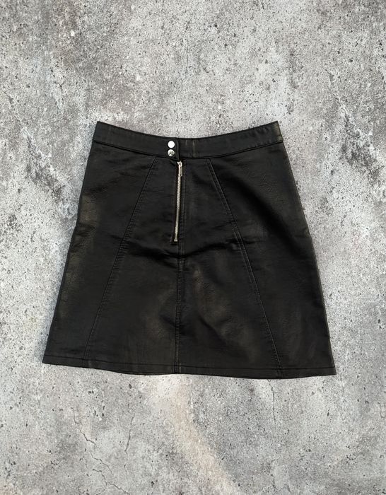 Zara XS чорна міні спідниця екошкіра faux leather leather look zip Y2K opригінал high waist bodycon casual office streetwear clubwear party