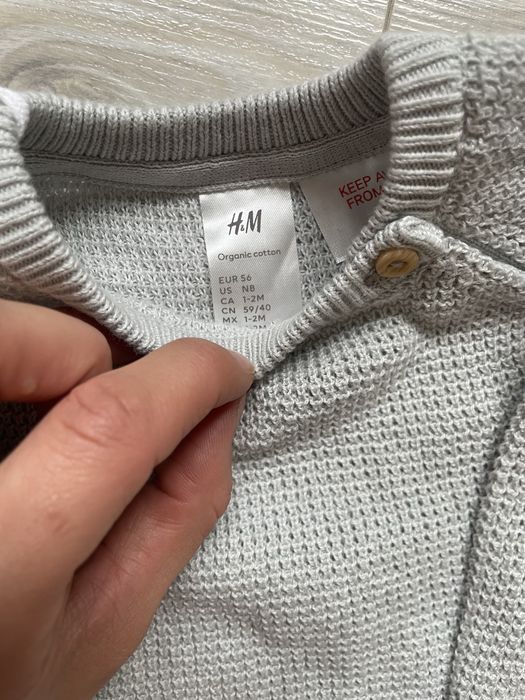 Komplet hm sweterkowy organiczna bawełna 56, 1-3m