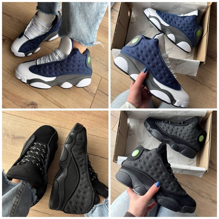 р36-45 Кросівки Air Jordan 13 Retro Black White Blue Red