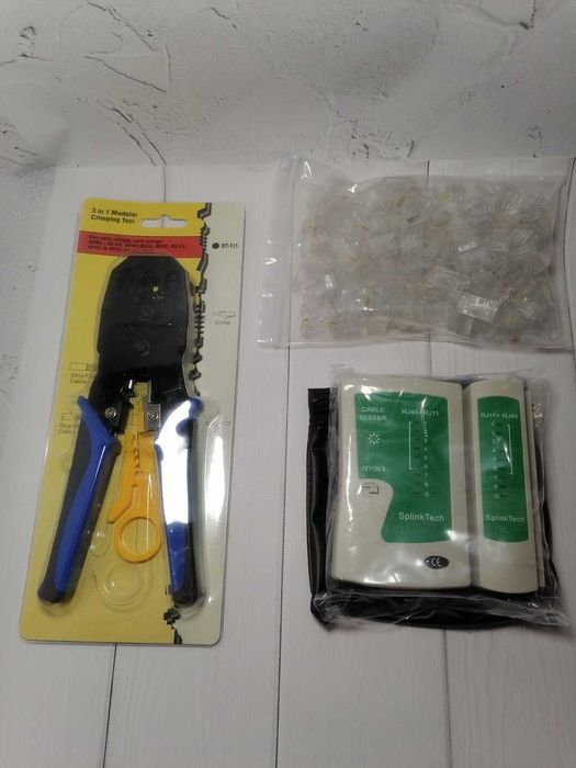 Набор сетевика для обжимки сетевых кабелей. RJ-45. стриппер. тестер ...
