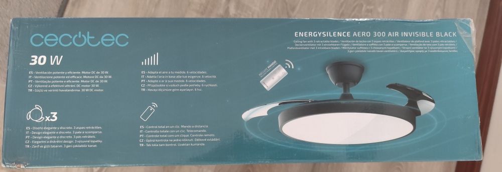 Candeeiro led com ventoinha cecotec