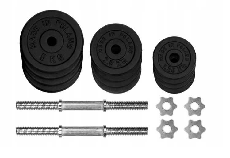 HANTLE ŻELIWNE 2x20 kg gryf 28mm Talerze obciążenie zestaw 40kg
