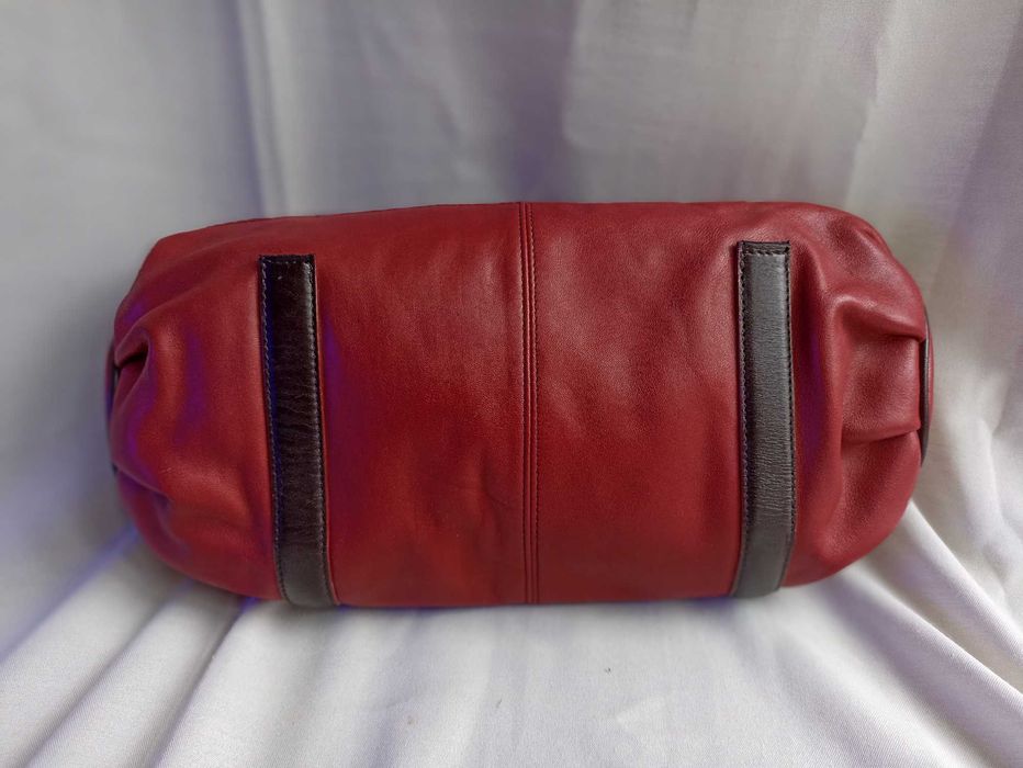 Ralph Lauren oryginalna torebka kopertówka wiśniowa skóra naturalna