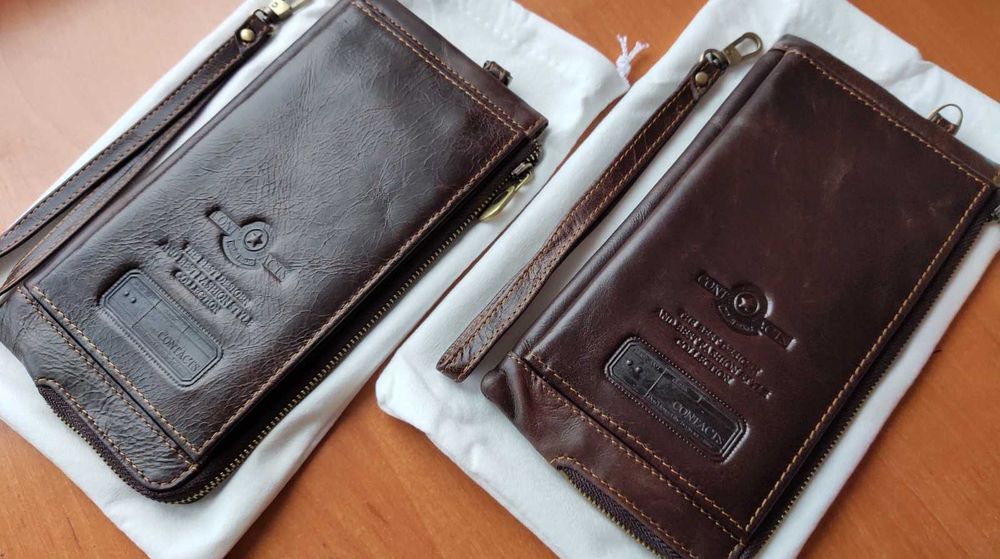 Клач кошелёк CONTACTS "Army" из 100% коровьей кожи! RFID защита!