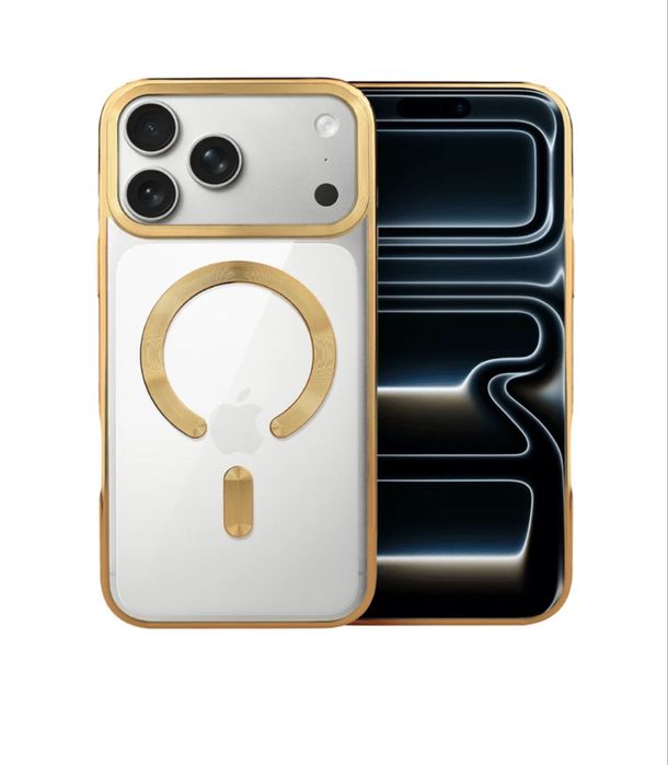Etui do iPhone 17 Pro MagSafe Luxury Protect przeźroczyste, złote
