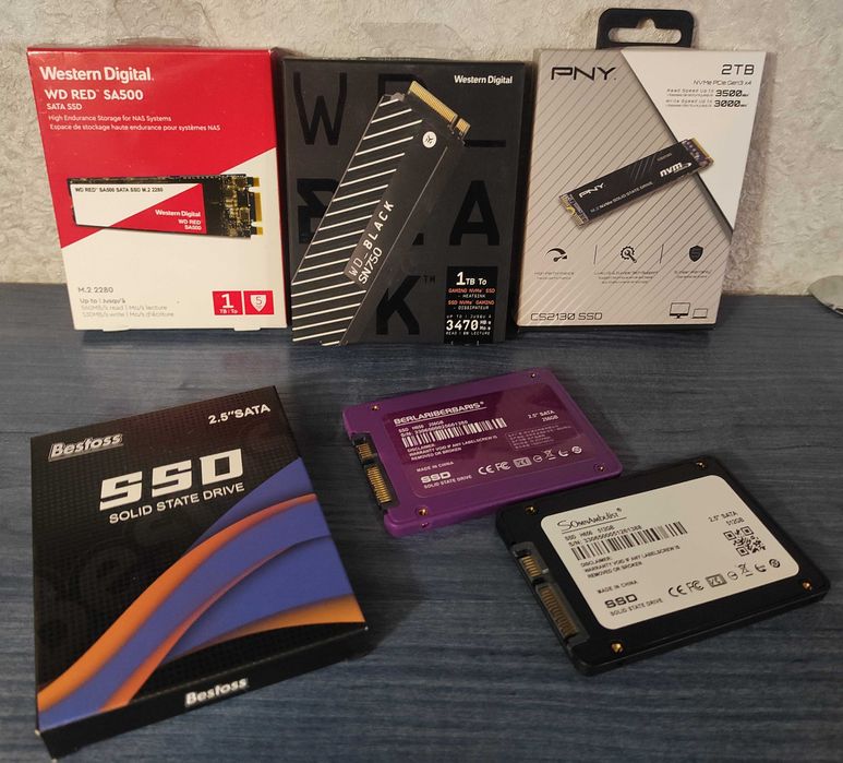 SSD диски 120Гб-2Тб SATA, mSata, m2 NGFF, m2 NVME. Адаптери.