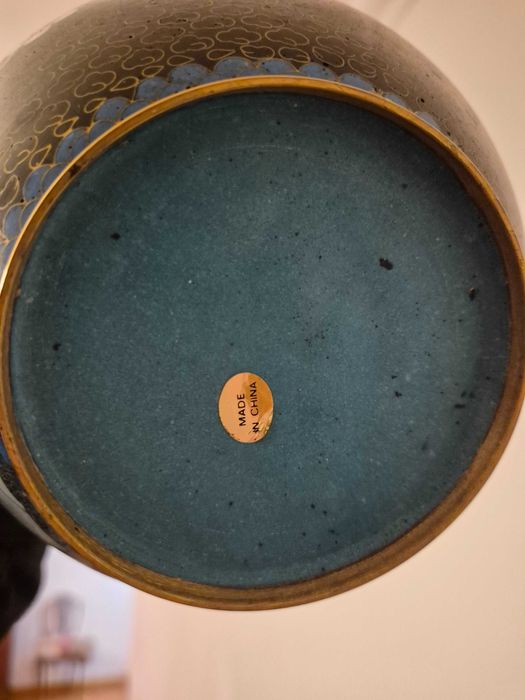 Pote de Gengibre Vintage em Cloisonné Chinês – Azul e Preto