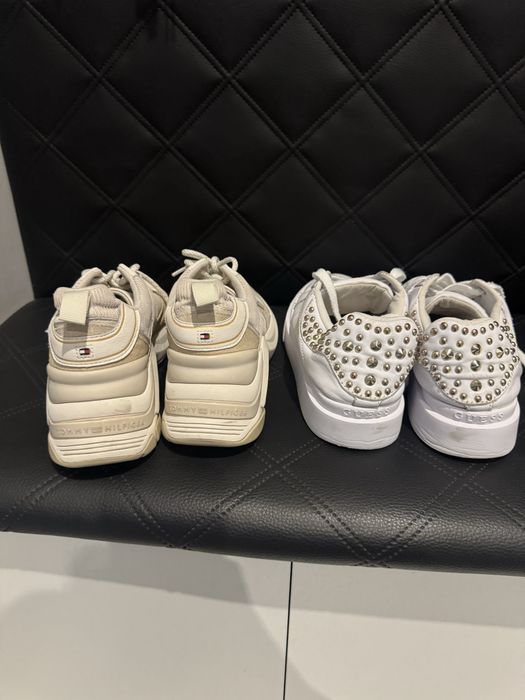 Guess  sneakersy trampki skora biale beż 38