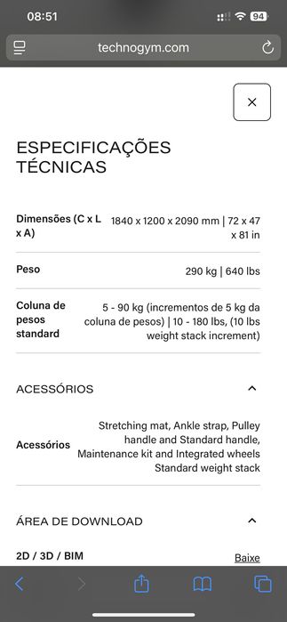 Máquina musculação multifunções TechnoGym ÚNICA