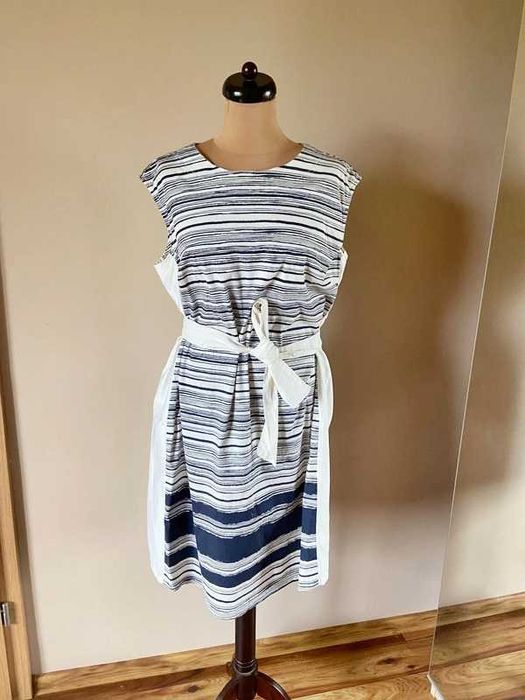 Quiosque sukienka midi trapez paski xxl 44 46 marynarska +size