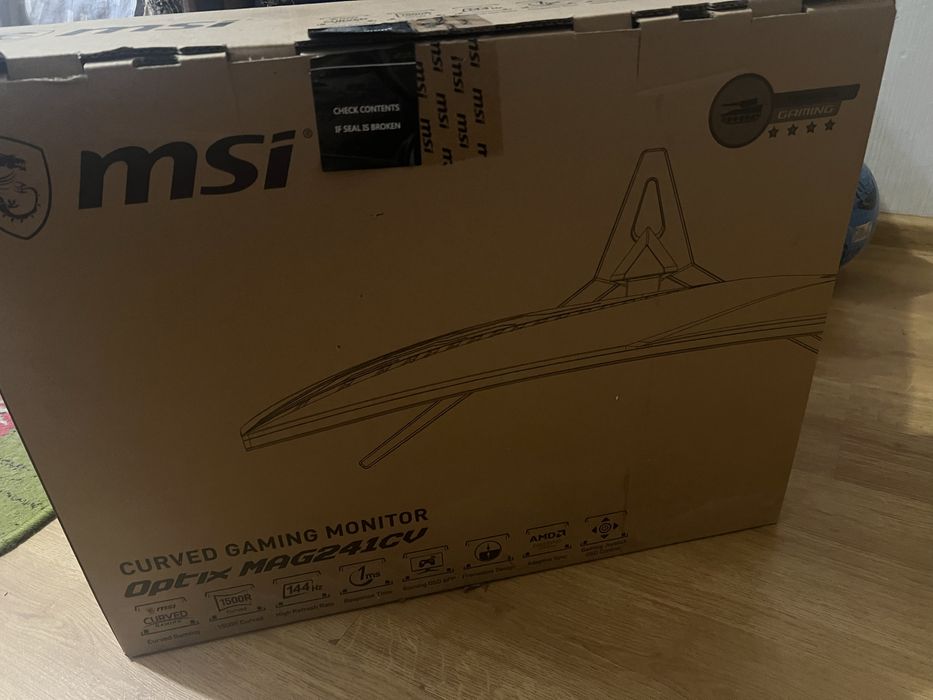 Монитор msi mag241cv - 144гц , с розбитой матрицей