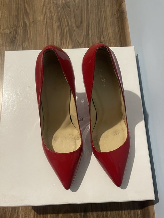 Класические лаковые красные лодочки туфли на шпильке Sexy Fary 39р