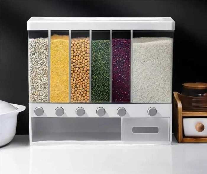 Диспенсер для круп 6в1. Органайзер для сипучих. Дозатор кухонний