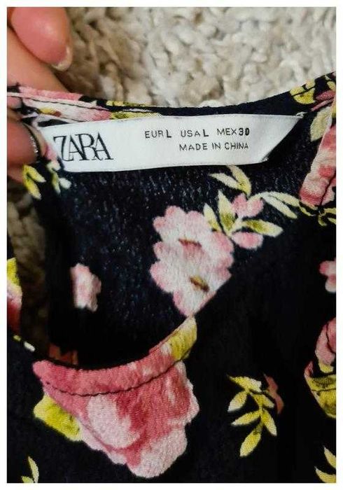 Платье в цветочный принт натуральное Zara вискоза, р. 46-48