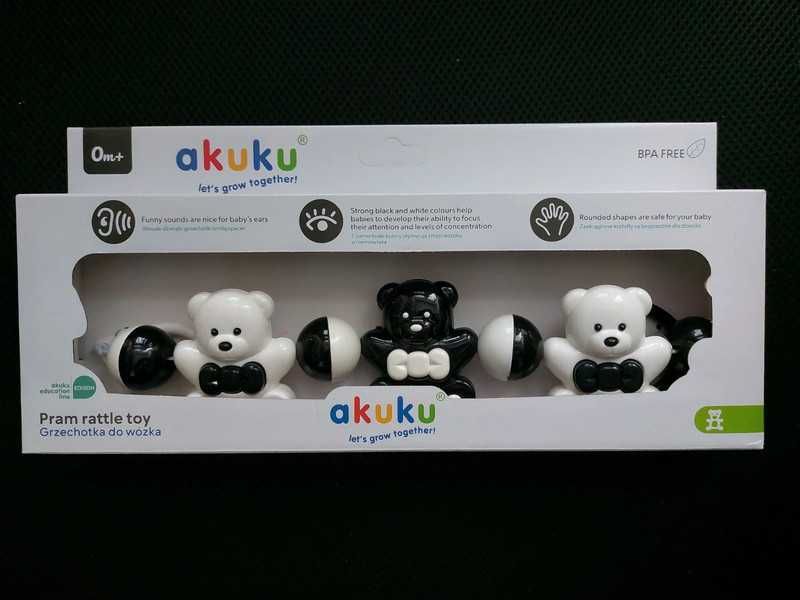 Kontrastowe grzechotki do wózka, fotelika. Nowe
