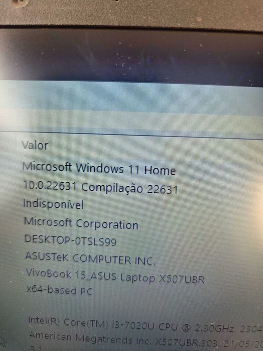 Asus F507 processador I3-7020u, muito bom estado