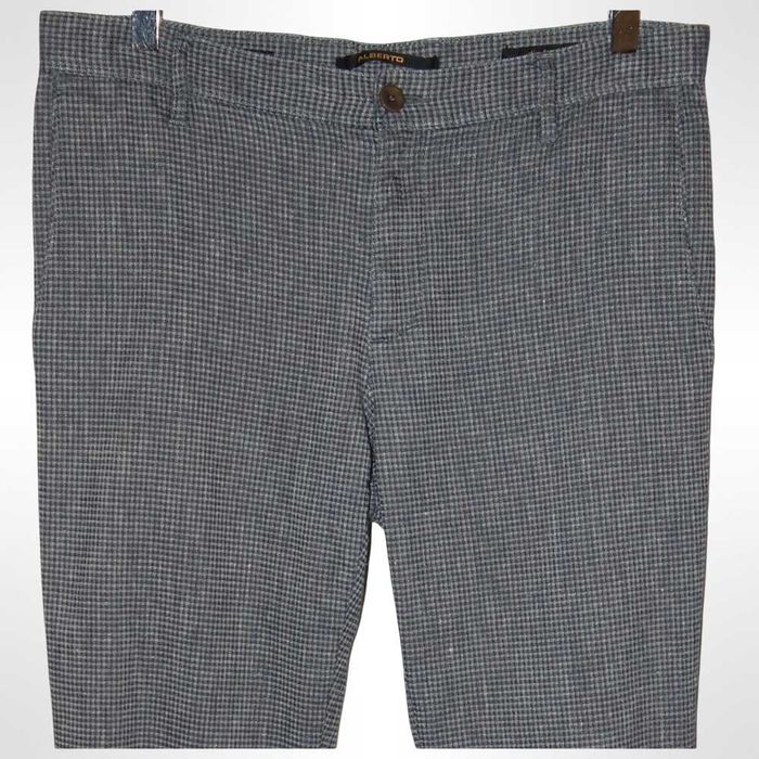 Брюки из льна и хлопка в клетку ALBERTO Rob Smart Linen Check. Slim Fit
