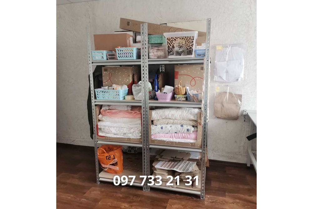 Стелаж в погреб або гараж. Міцний, 270 кг на полицю. Ширина 1.53 м