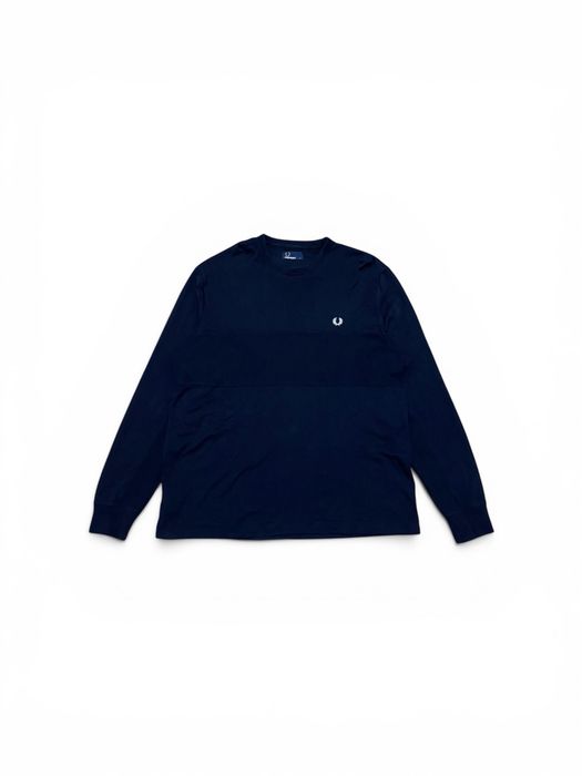 Кофта лонгслів світер Fred Perry темно синя чоловіча розмір Л L XL