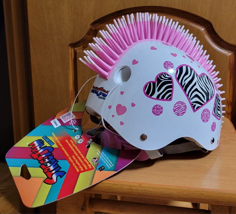 Дитячий захисний шолом StreetJam Зебра білий з серцем М