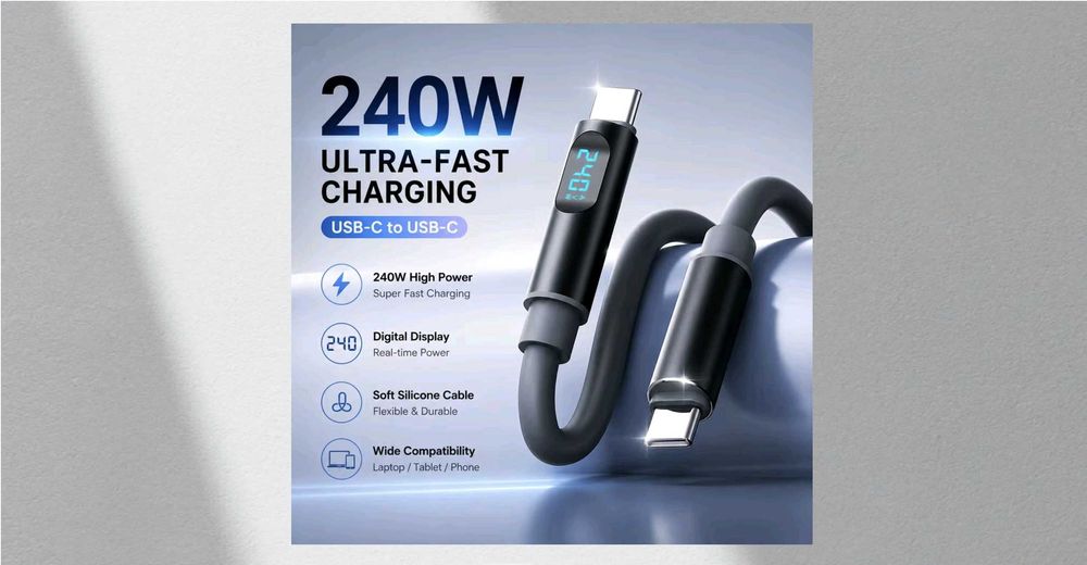 Кабель ULTRA FAST Charging 240 W Type-C to Type-C silicon