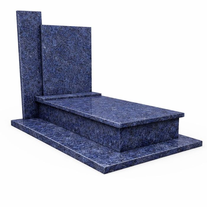 Nagrobek Granitowy Pomnik Premium Nowoczesny z Granitu Bahama Blue Orion Piękny Grafitowo Fioletowy z Półką na Znicze