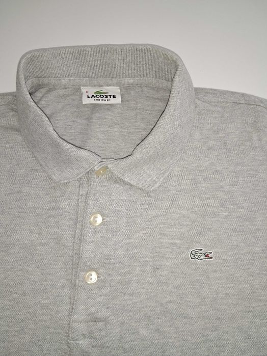 Мужское серое поло LACOSTE S-M