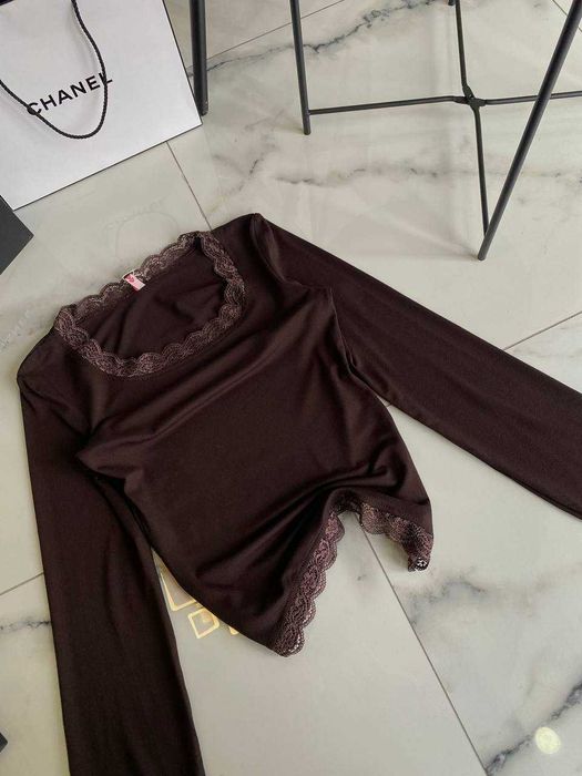 лонгслів з італійським мереживом (натуральна віскоза) лонг лонгслив